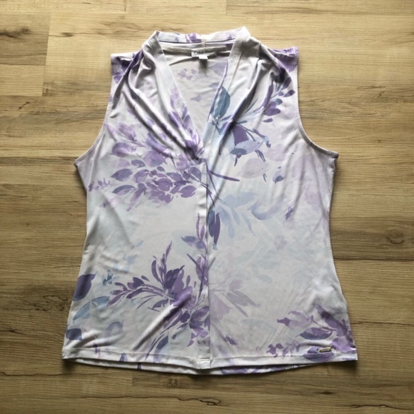 Calvin Klein Purple Wrap Blouse with Mandarin Collar - Picture 1 of 9